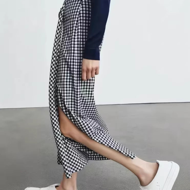 Women's midi skirt with wrap detail and gingham checks Chichicherry