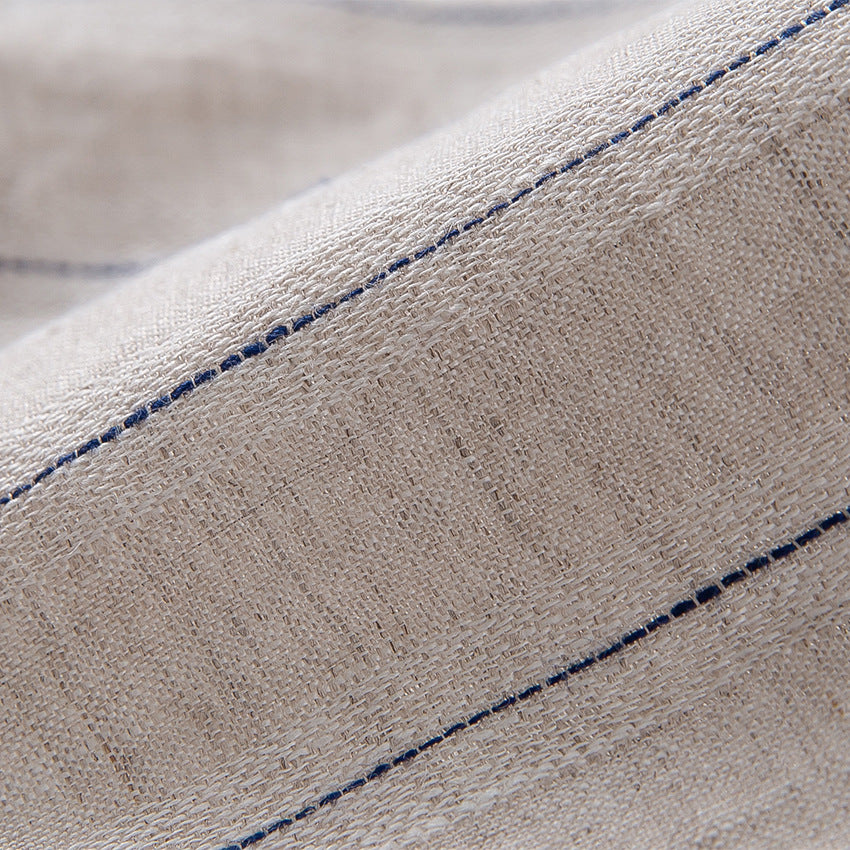 Women's Wide Linen Look Pants with Elastic Waistband, Drawstring and Fine Pinstripe Structure Chichicherry