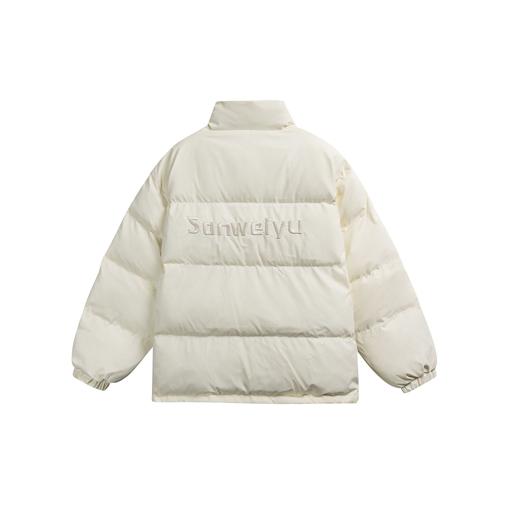 Women's short padded stand-collar puffer jacket with concealed snap button placket Chichicherry