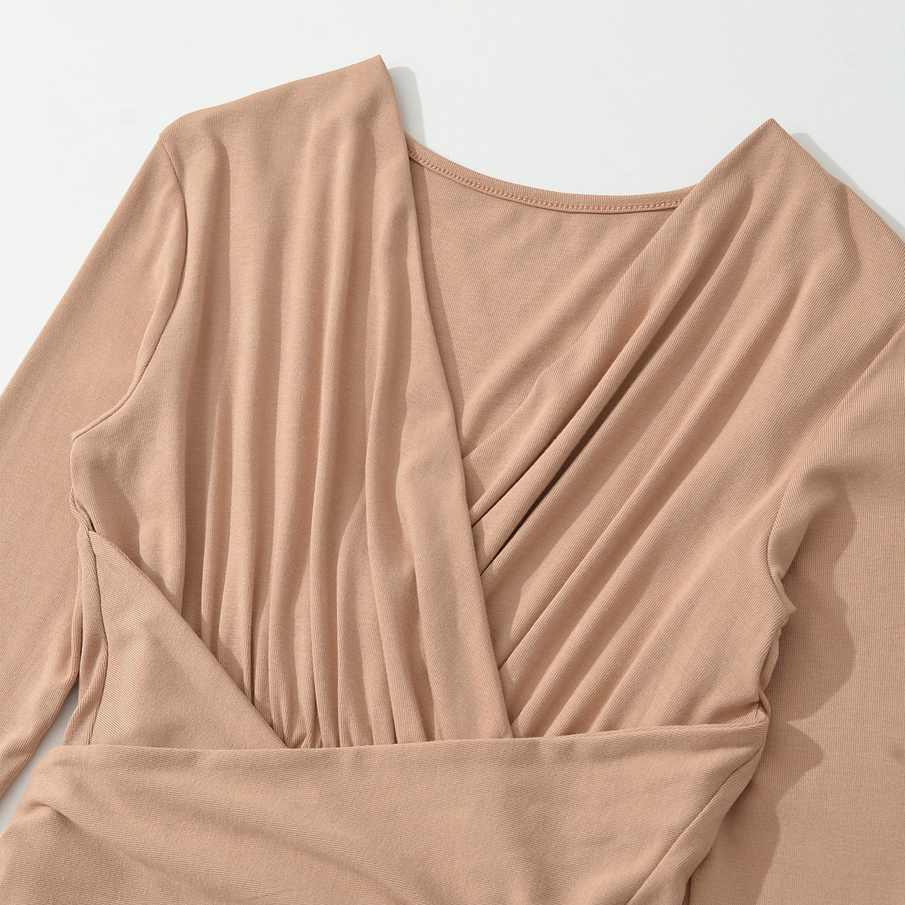 Women's Maxi Wrap Dress with Tailored Wrap Section and Long Sleeves Chichicherry