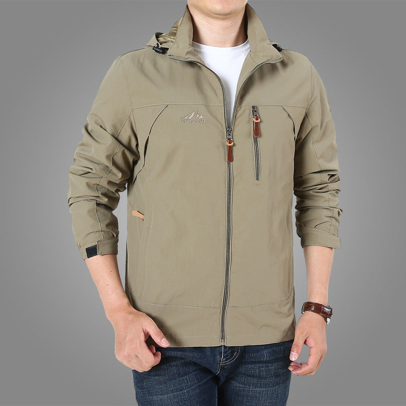 Men's Lightweight Softshell Outdoor Jacket with Hood, wind and water-repellent shell and multifunctional pockets Chichicherry