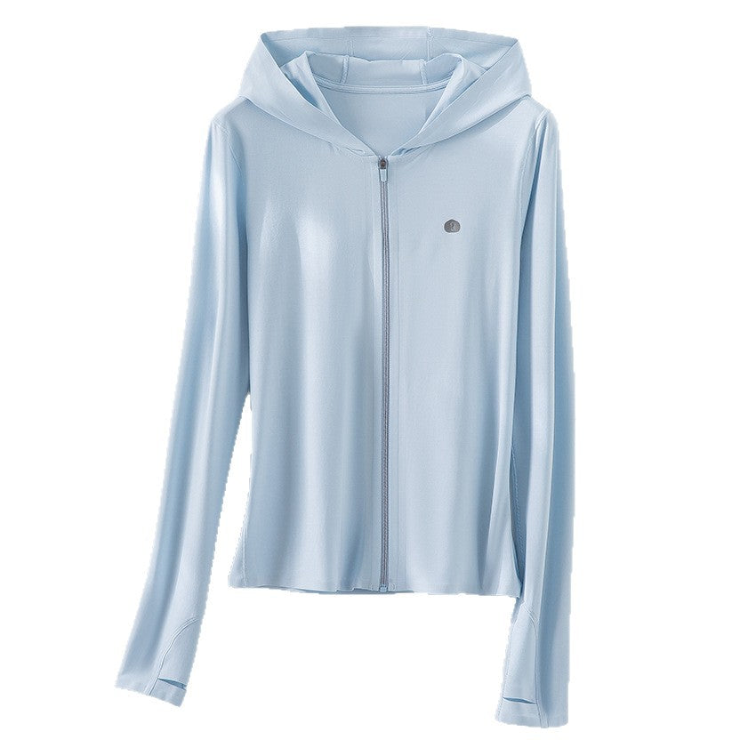 Women's Lightweight Hooded Jacket with Full Zip, Slim Fit and Thumbhole Chichicherry