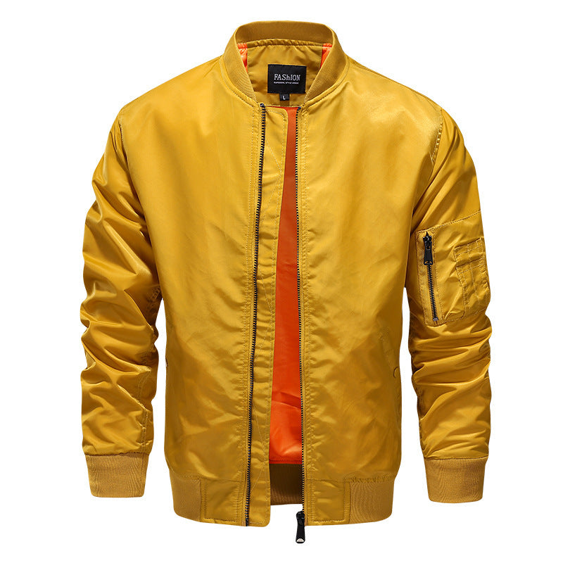 Men's lightweight nylon bomber jacket in aviator style with sleeve utility pocket Chichicherry