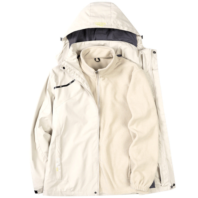 Men's two-layer waterproof outdoor jacket with fleece collar and hood Chichicherry