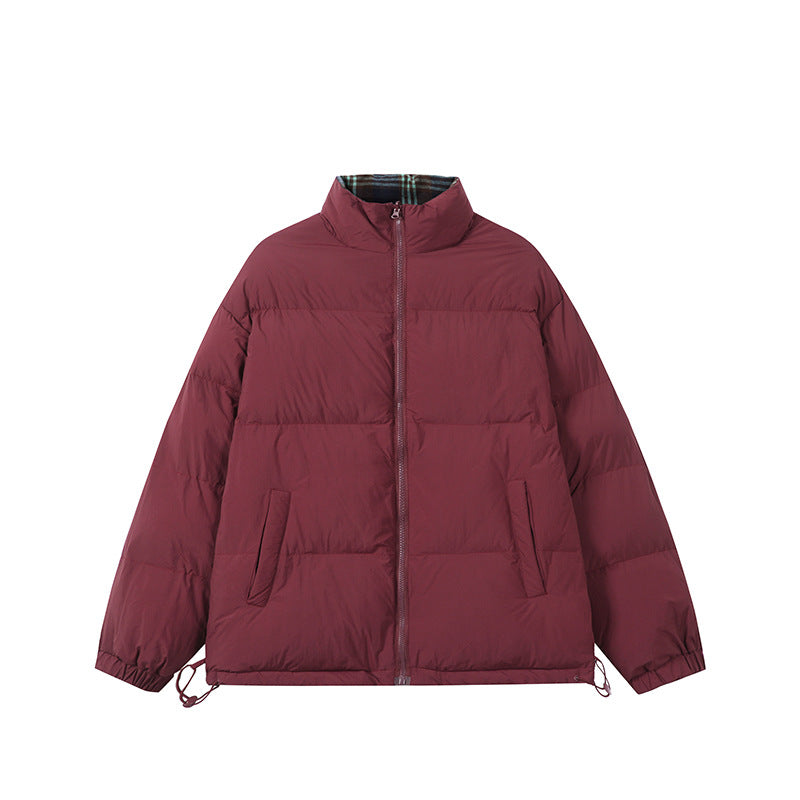Unisex Boxy-Short Parka with quilted insulation, drawstring hem and plaid lined collar Chichicherry