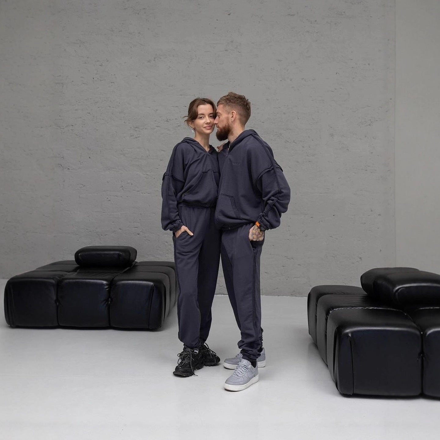 Unisex Oversize Hoodie-Set aus weichem Fleece mit Reißverschluss und Jogginghose Chichicherry