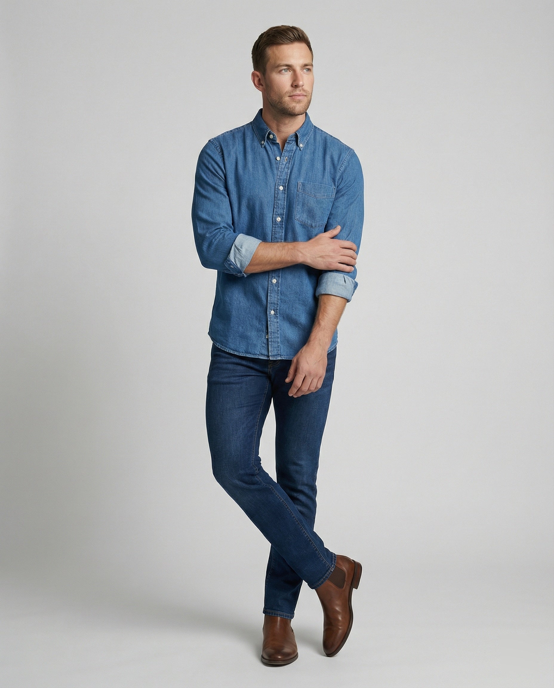 Men's Long Sleeve Shirt Jeans Regular Fit