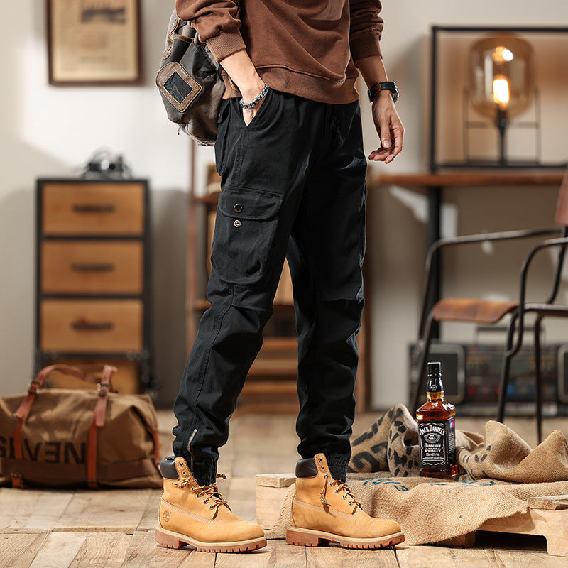 Men's cargo joggers with multi pockets and elastic cuffs Chichicherry