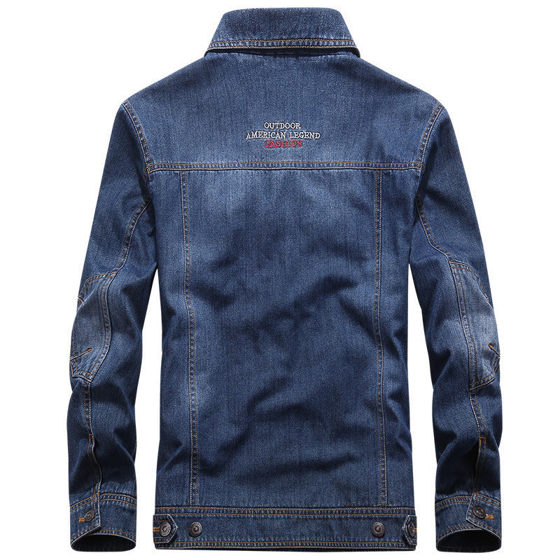 Men's denim jacket in vintage look with patch, chest pockets, and breathable mesh lining Chichicherry
