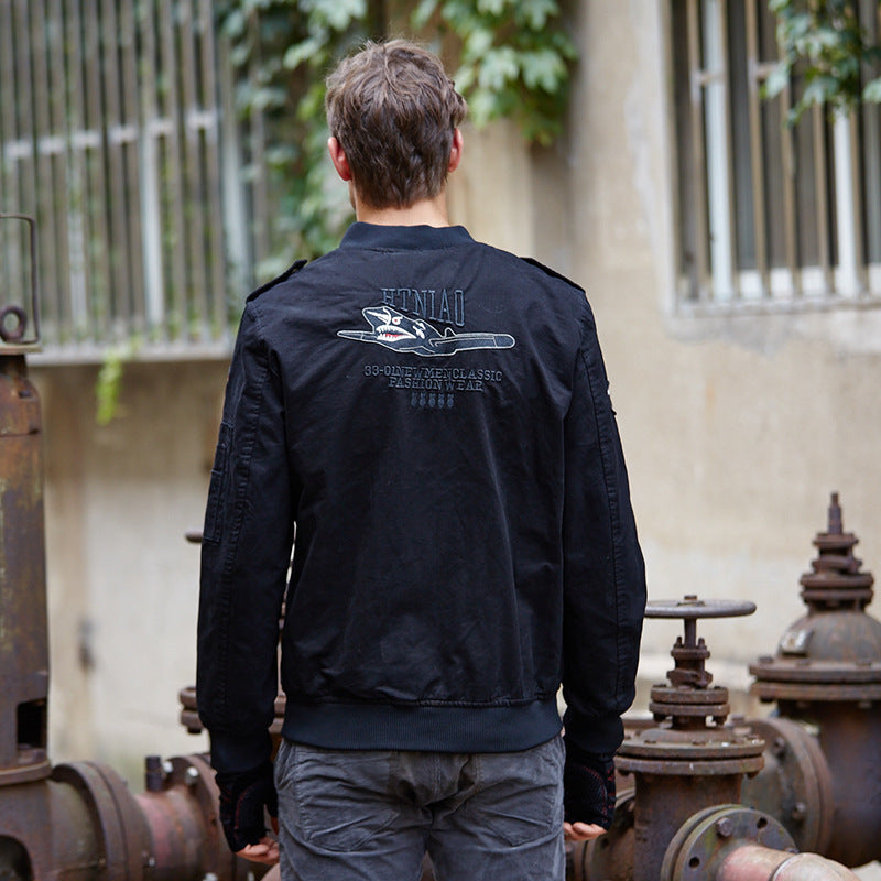 Men's lightweight bomber jacket in aviation utility style with shoulder epaulettes and sleeve pocket Chichicherry