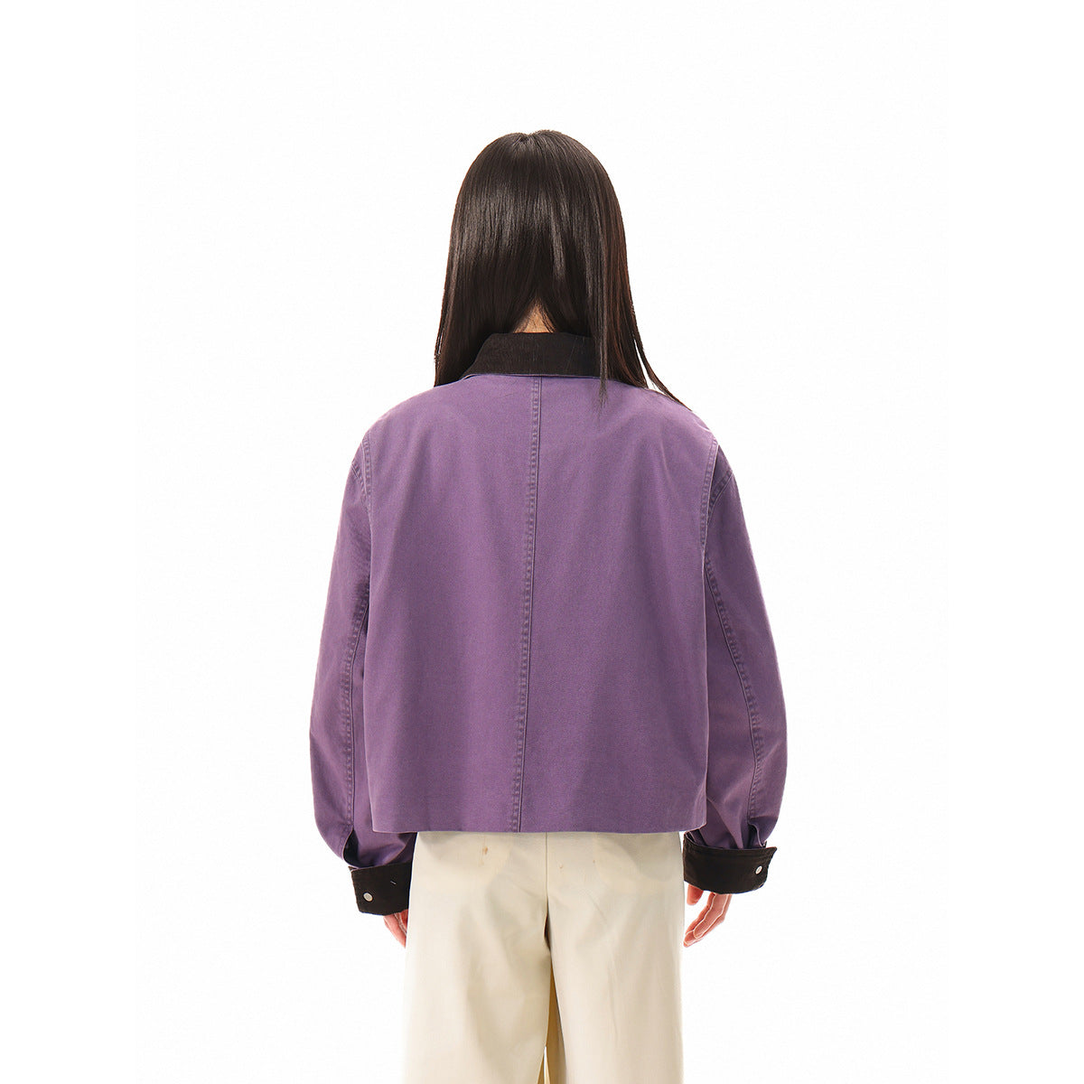 Women's short cut bomber jacket with cord collar and turned-up cuffs Chichicherry