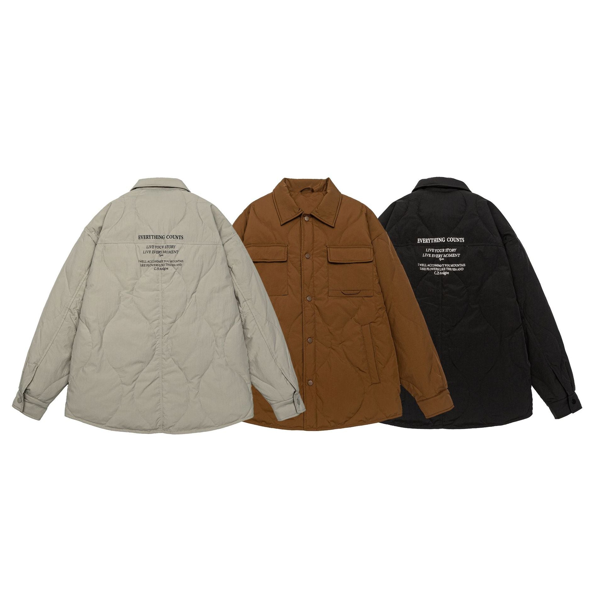 Men's Quilted Oversized Shirt Jacket with Quilting, Snap Buttons, and Chest Pockets Chichicherry