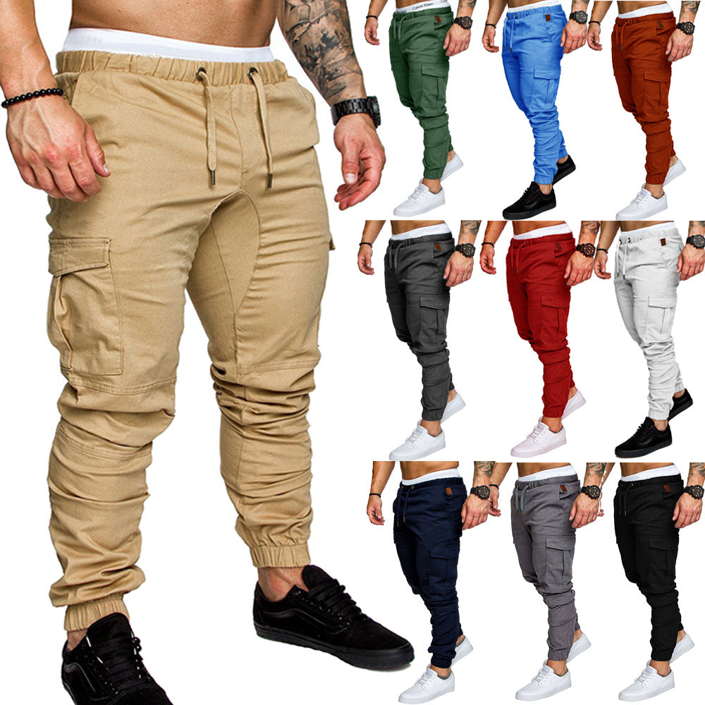 Men Tapered Cargo Jogger with elastic waistband, drawstring and pouch pockets Chichicherry