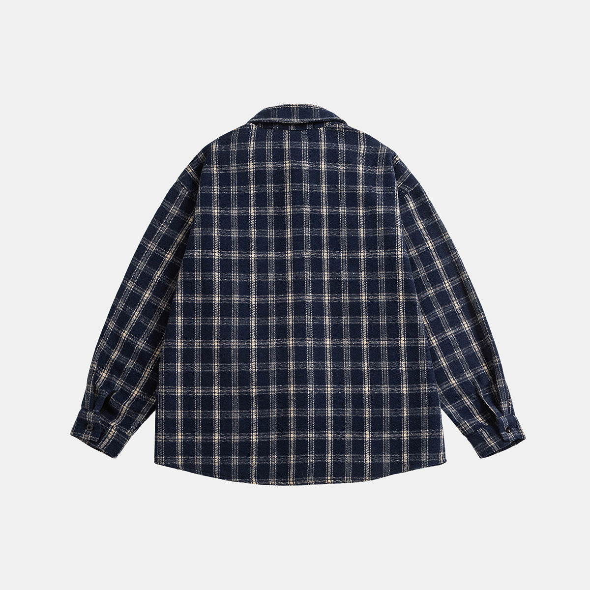 Unisex Oversize Check Shirt Jacket in Boxy Cut with Patch Chest Pocket and Soft Flannel Chichicherry