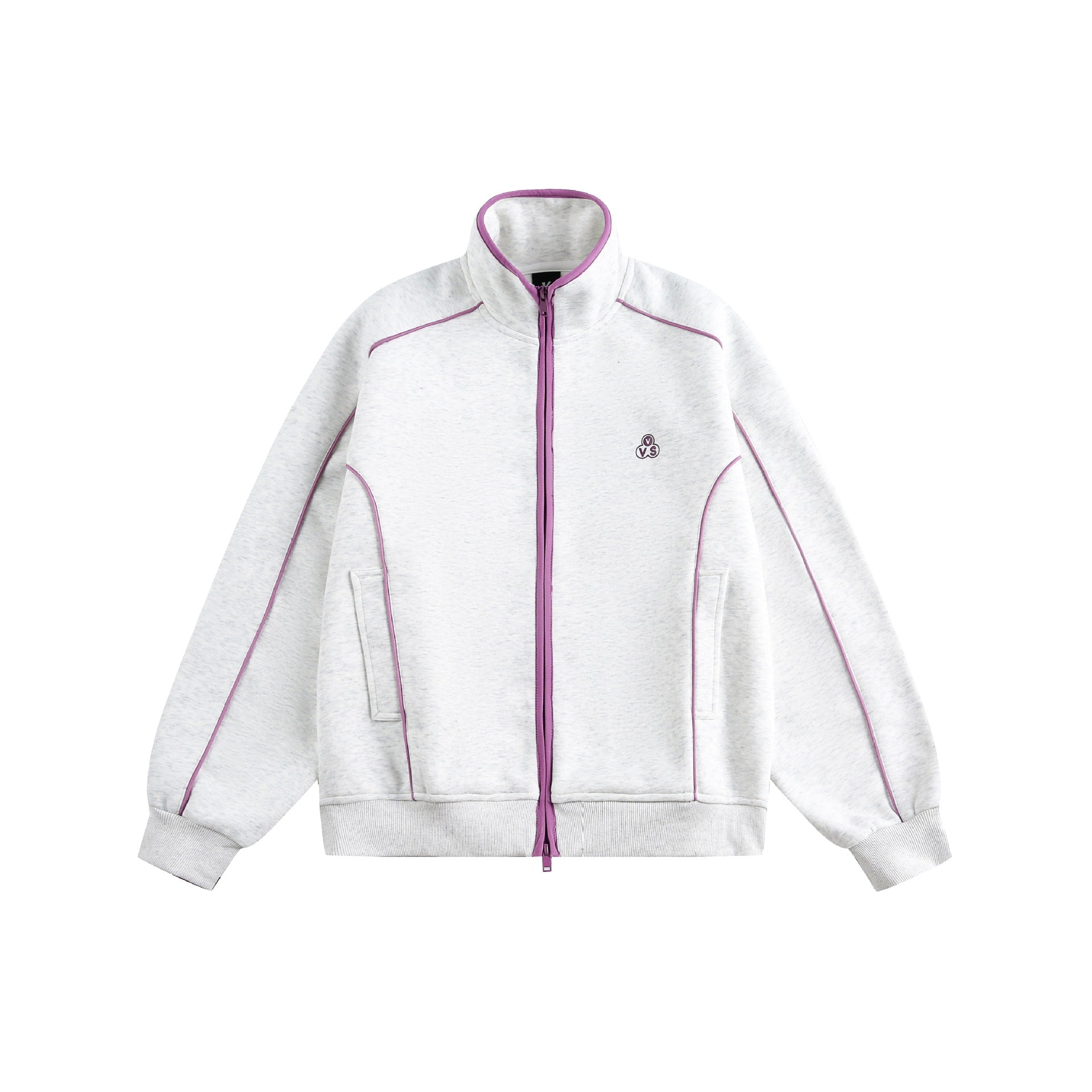 Women's Oversize Sweat Jacket with Stand-Up Collar and Two-Way Zipper Chichicherry