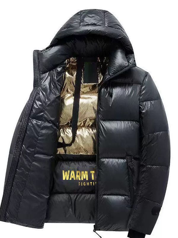 Men's padded thermal quilted jacket with hood and heat-reflective lining Chichicherry