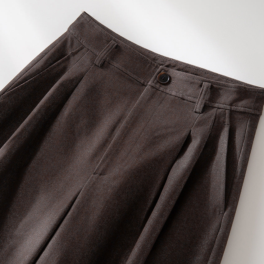 Women's Wide Pleated Trousers with High Waist and Cropped Cut Chichicherry