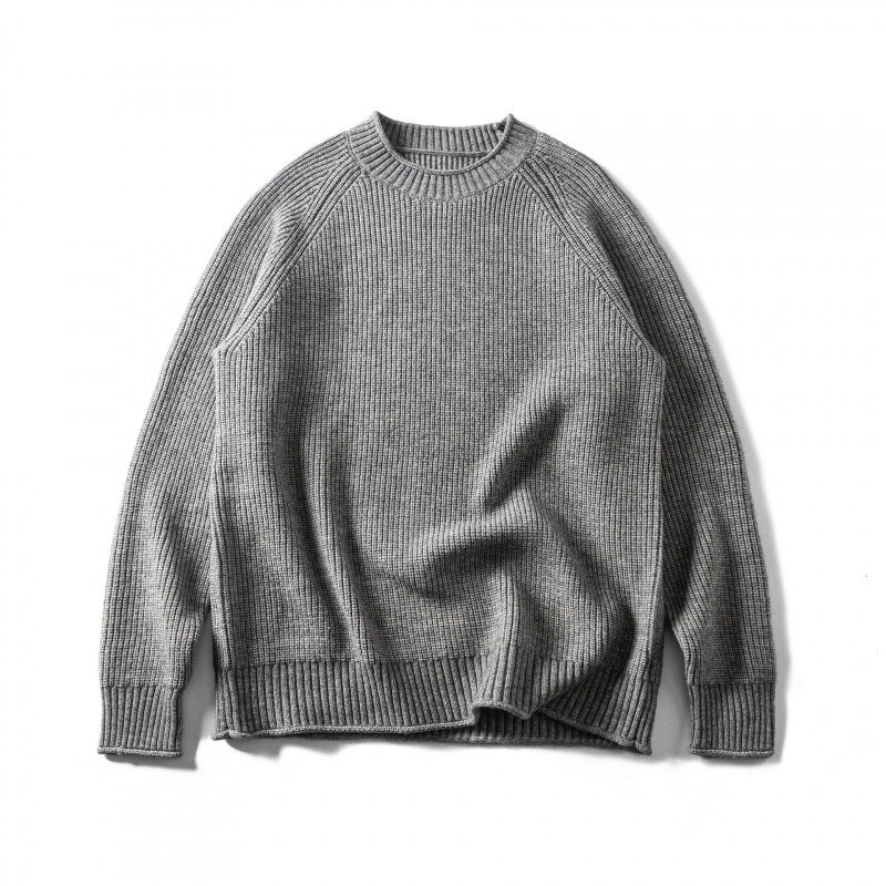 Unisex Coarse Knitted Round Neck Sweater in Oversized Boxy Cut with Raglan Sleeves Chichicherry