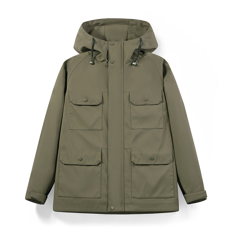 Men's water-repellent field jacket with hood and multifunctional pockets Chichicherry