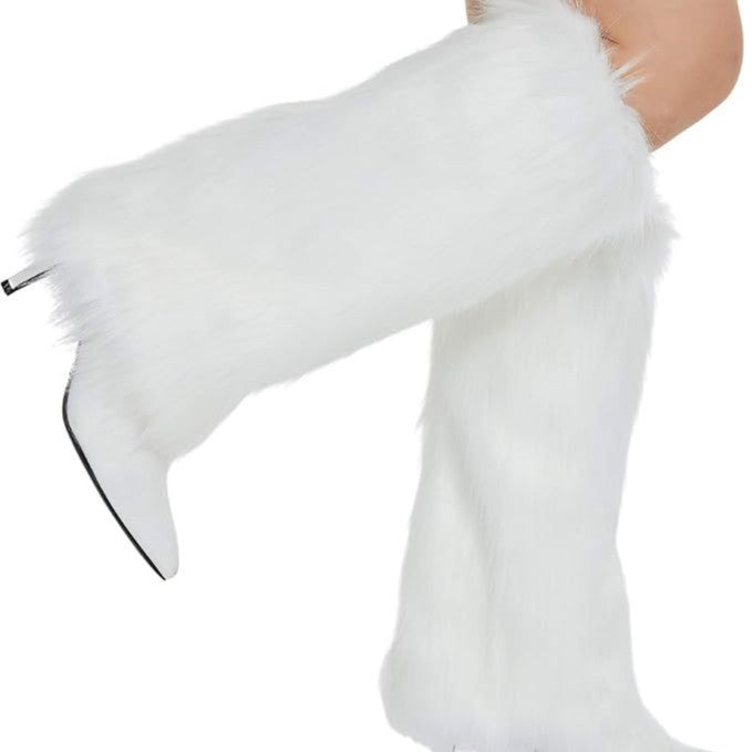Women's long faux fur leg warmers with shaggy look and elastic waistband Chichicherry