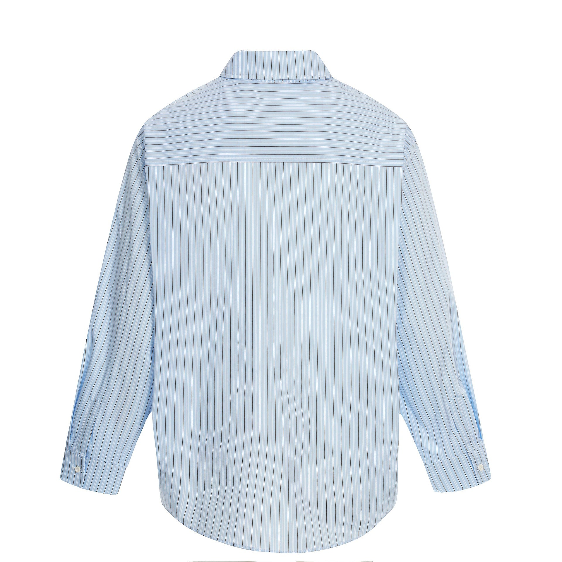 Women's Oversize Shirt Blouse with Striped Texture and Hand-Drawn Graphic Print Chichicherry