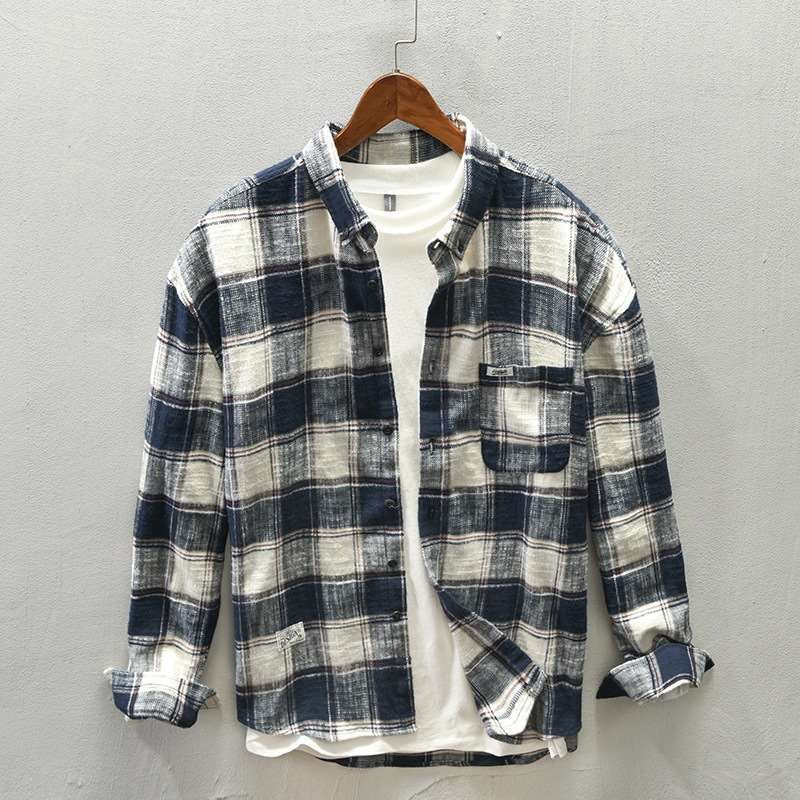 Herren Legeres Karo-Flanell-Overshirt aus weichem Baumwollmix mit Brusttasche Chichicherry