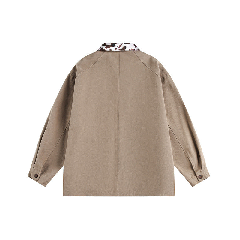 Unisex Overshirt in Utility Workstyle with faux fur collar and large flap pockets Chichicherry