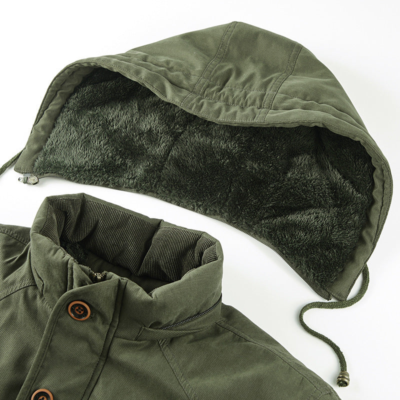 Men's insulated hooded parka with thermo teddy lining, windproof cotton blend outer shell, and multiple pockets Chichicherry
