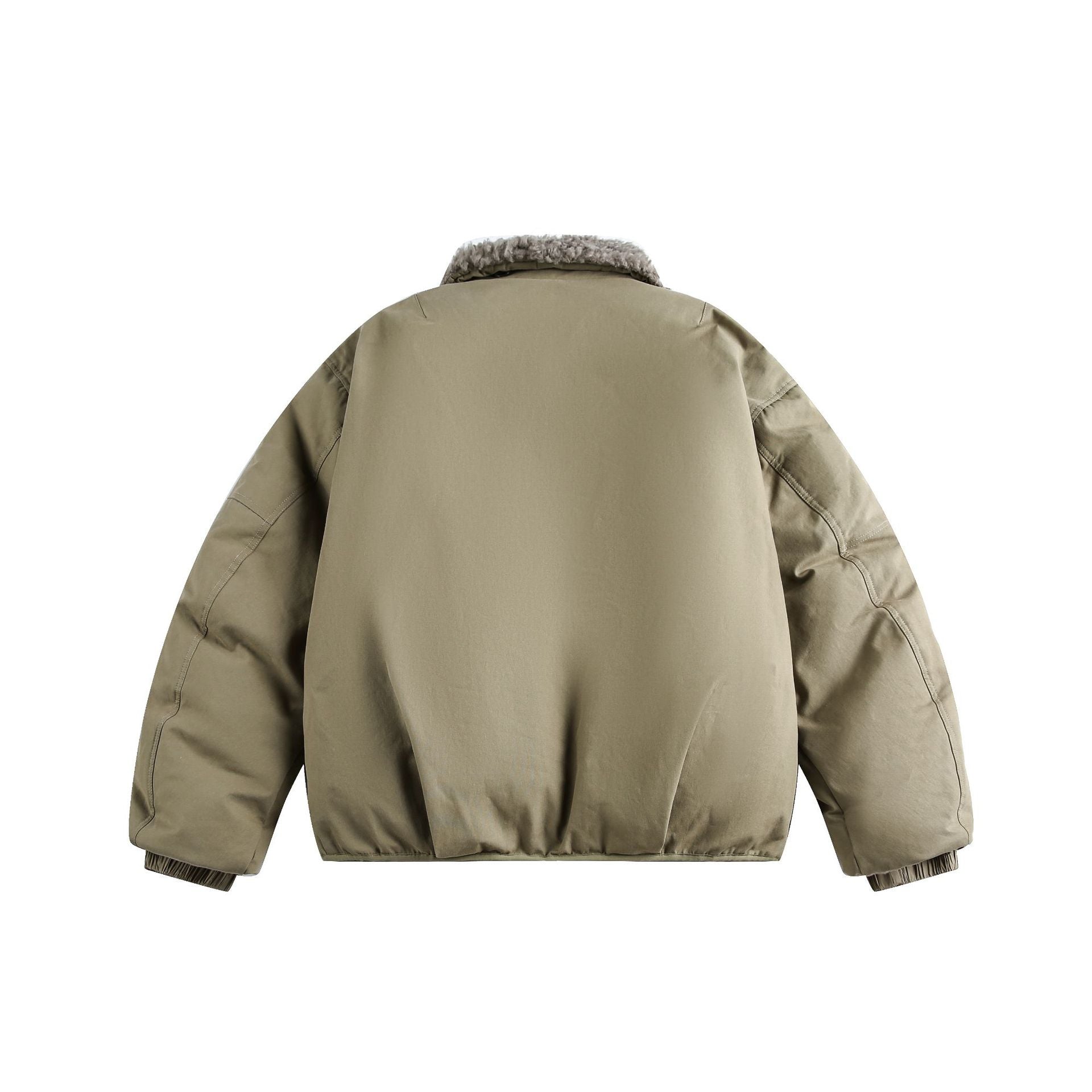 Men's Warm Insulated Field Bomber Jacket with Sheepskin-Look Collar Chichicherry