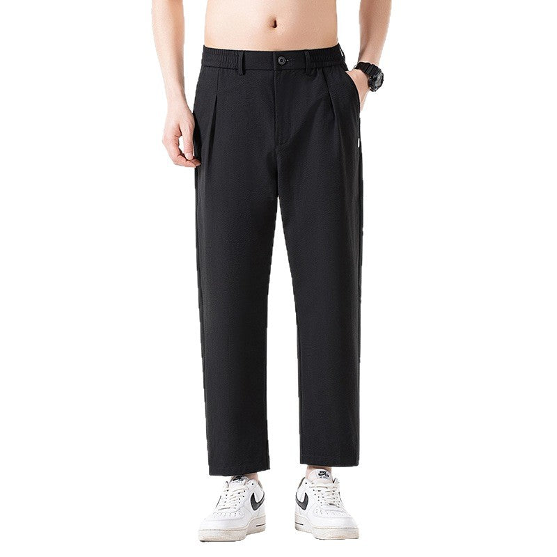Men's cropped trousers with wide leg, semi-elastic waistband and crease Chichicherry