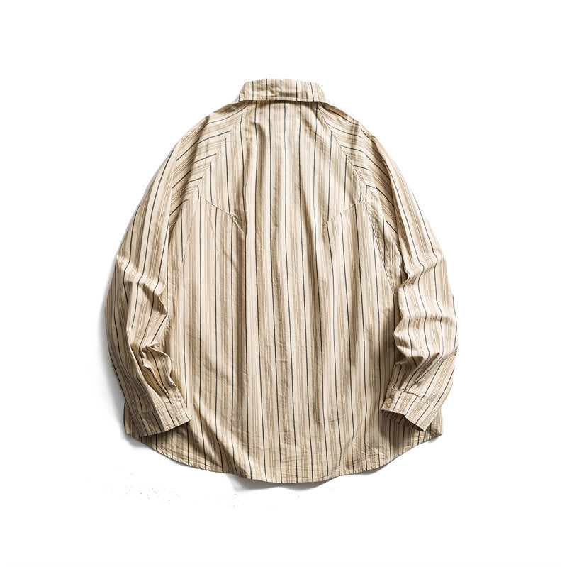 Unisex Oversize Shirt Jacket in striped cotton blend with rounded hem Chichicherry