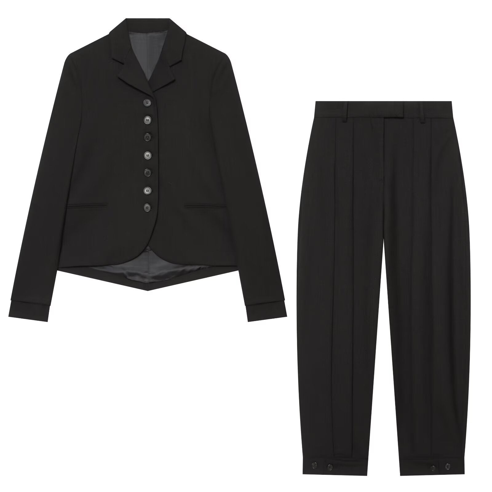 Ladies high-waisted Slim-Fit suit trousers with crease and button cuff Chichicherry