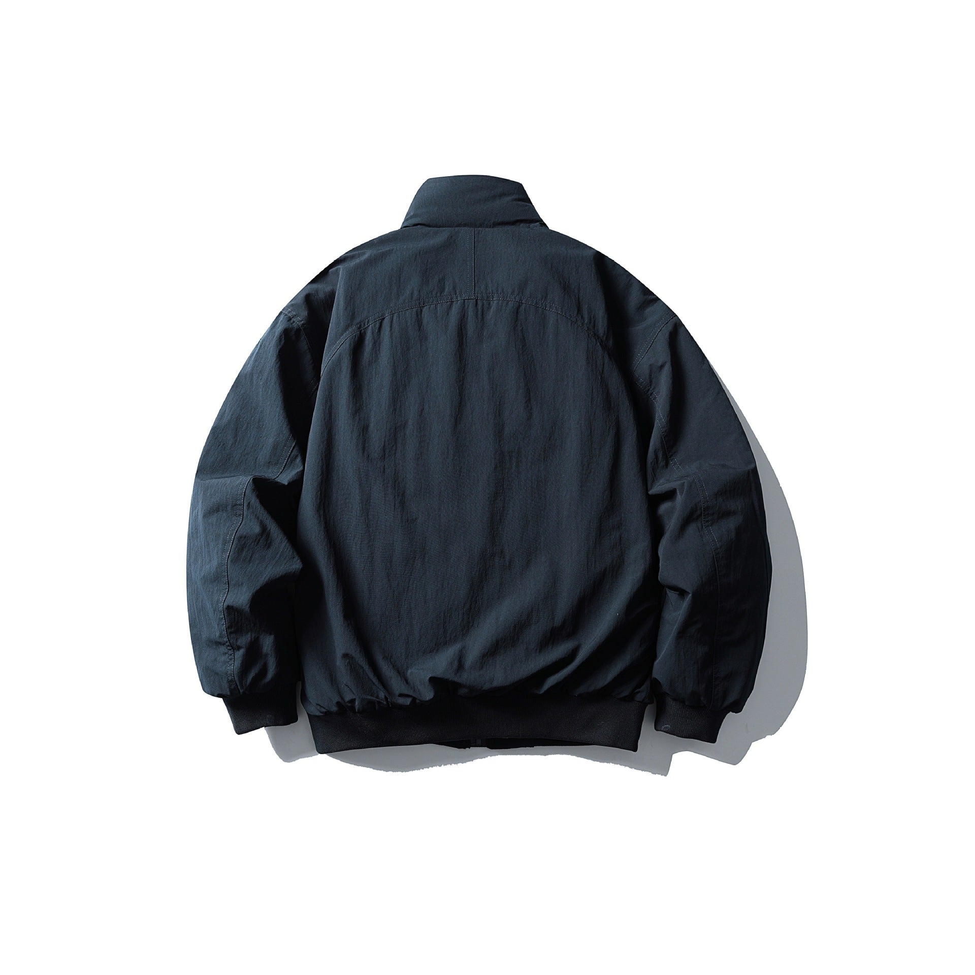Men's Boxy Utility Bomber Jacket with High Stand-Up Collar, Concealed Front Placket and Zip Chest Pocket Chichicherry