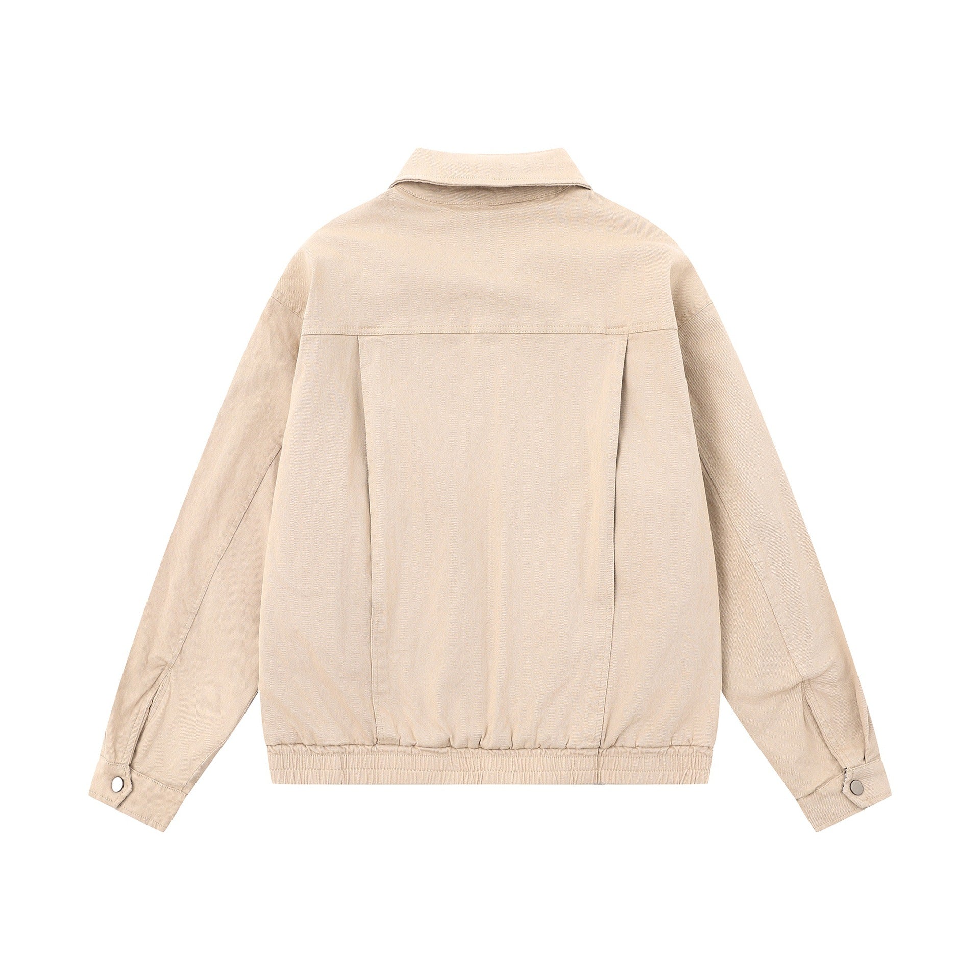 Men's Boxy Canvas Blouson Jacket with Zipper, Flap Pockets and Elastic Hem Chichicherry