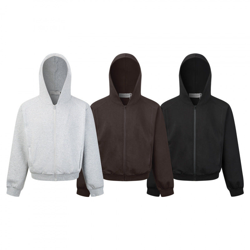 Unisex Short cut hooded zip jacket made of heavy French terry with elastic hem and raglan sleeves Chichicherry