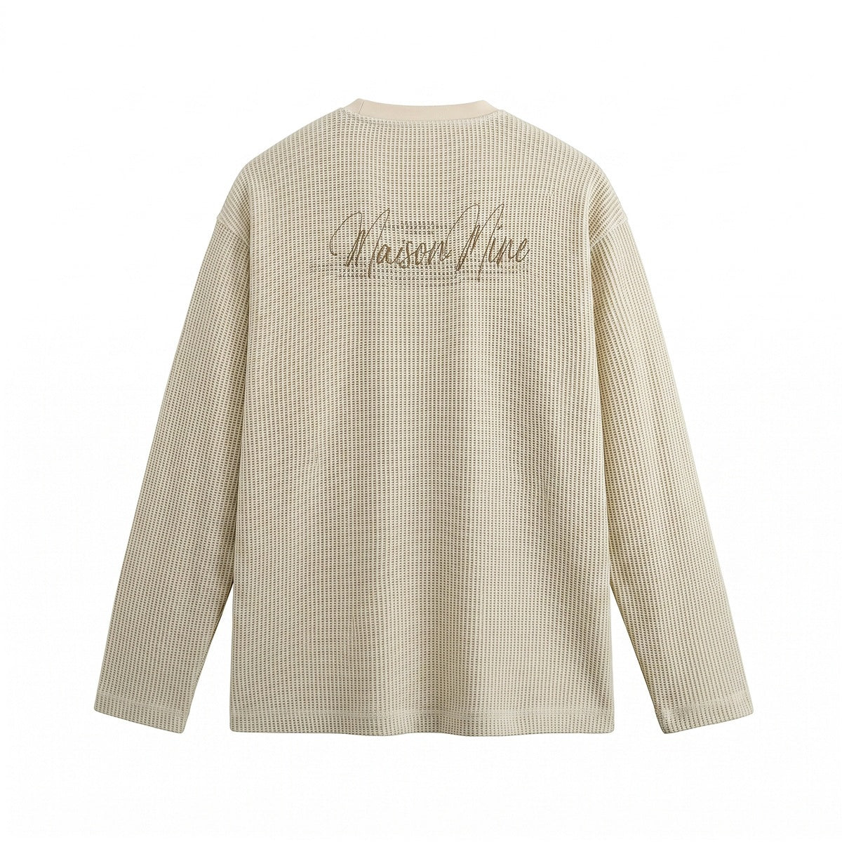 Men's waffle knit henley long sleeve shirt with button placket and relaxed fit Chichicherry
