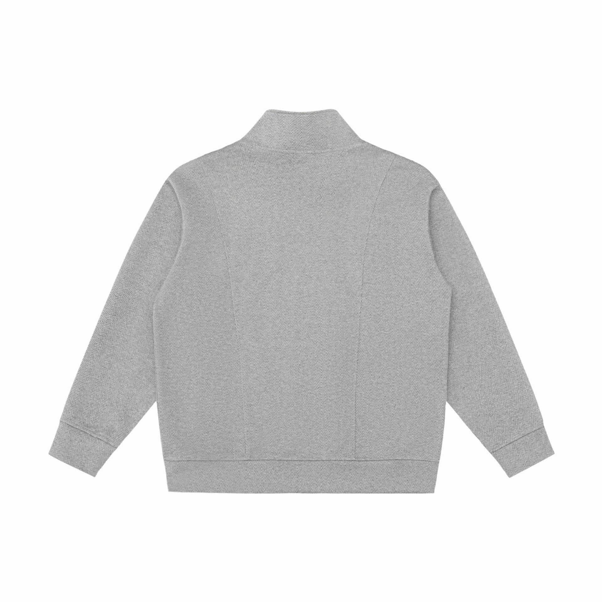 Unisex Lightweight Stand Collar Jacket made of Herringbone Structure with Full Zip Chichicherry