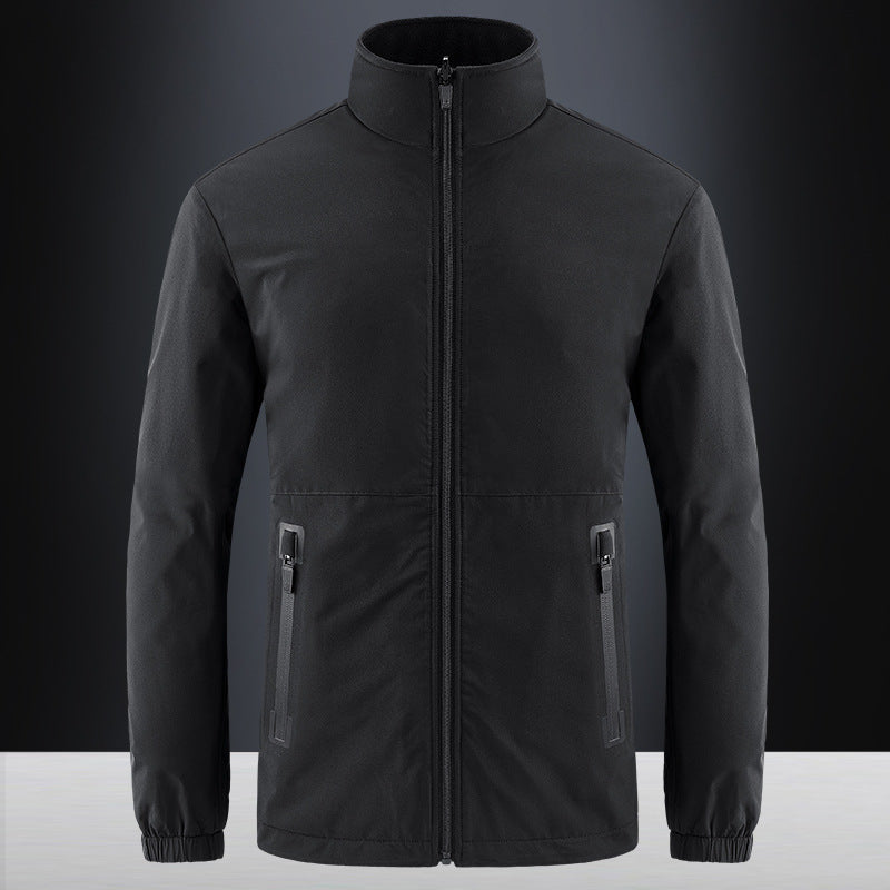 Men's lightweight water-repellent softshell jacket with stand-up collar, concealed zipper, and elastic cuffs Chichicherry
