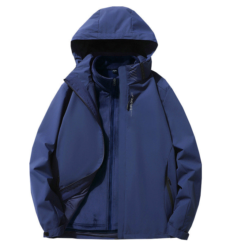 Men's three-layer waterproof outdoor softshell jacket with detachable fleece inner jacket Chichicherry