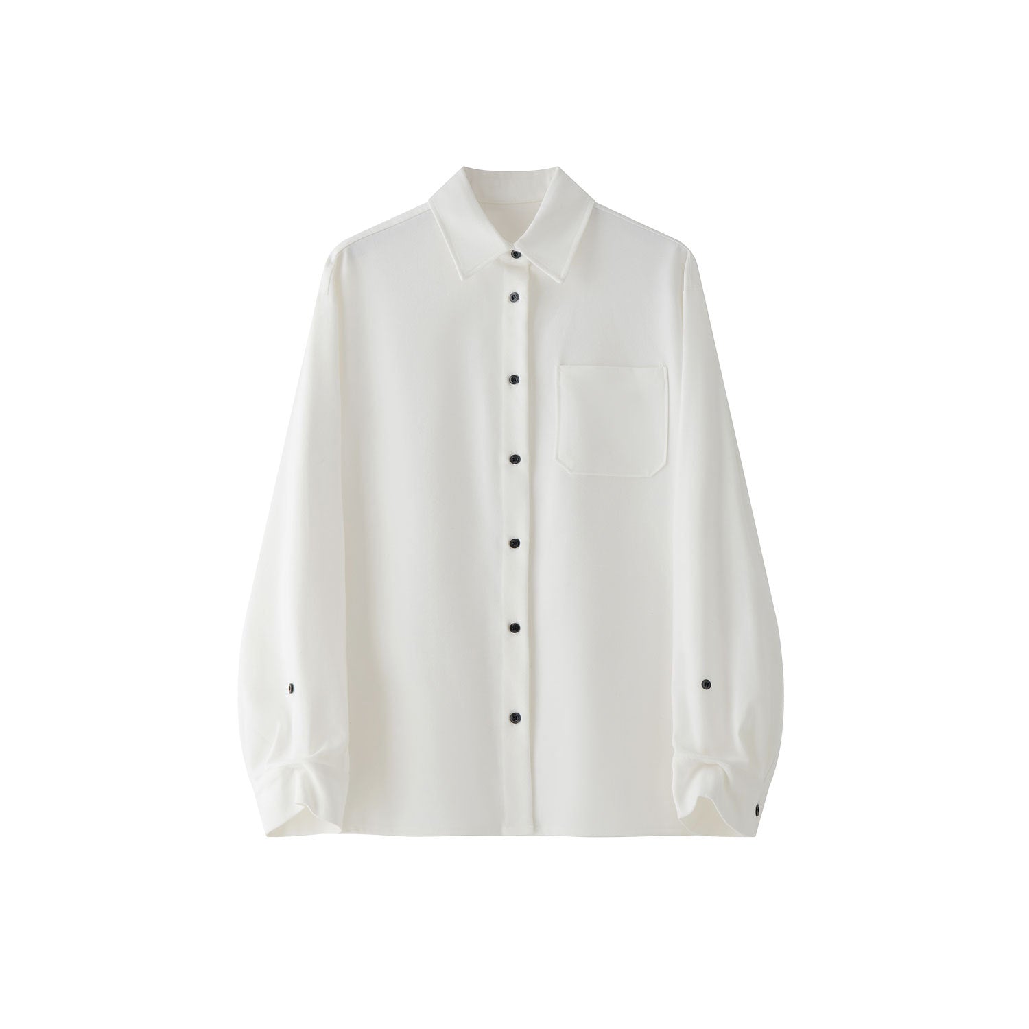 Ladies Oversized Shirt Jacket with Patch Pocket and Contrasting Buttons Chichicherry