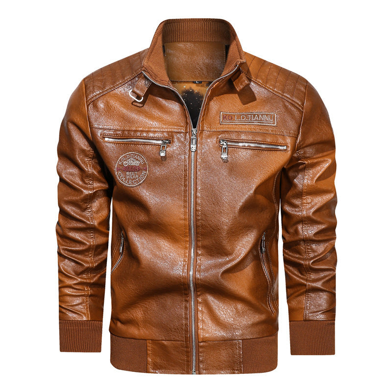 Men's faux leather pilot jacket in aviator look with quilted shoulder area and zippered pockets Chichicherry