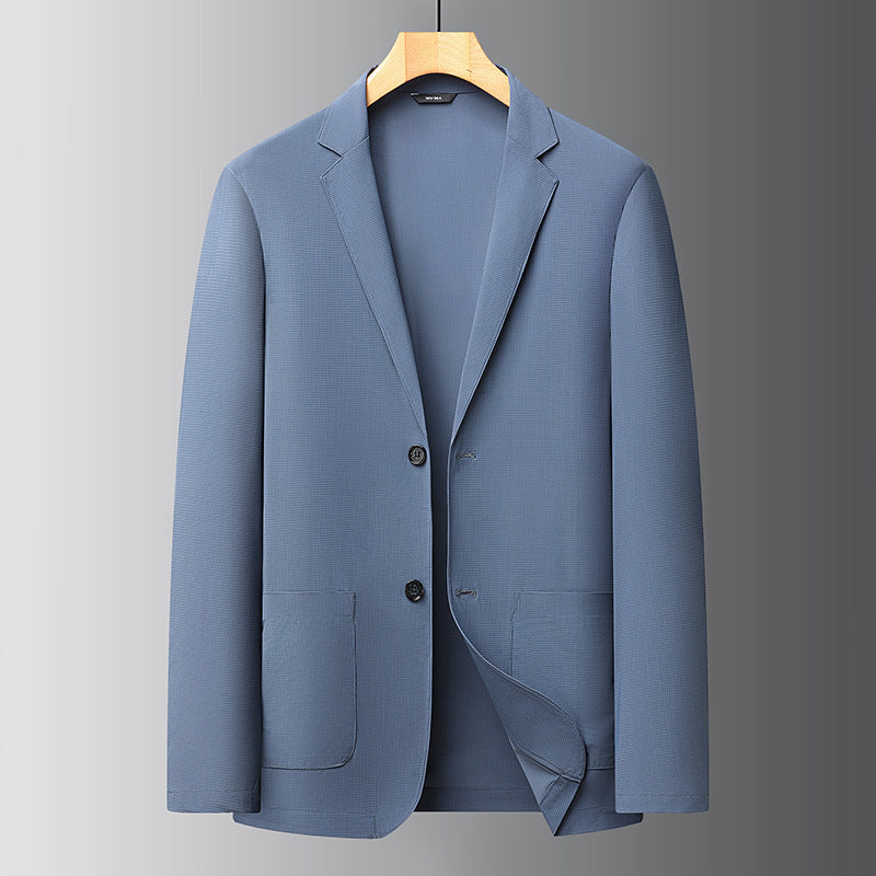 Men's Unstructured Two-Button Blazer with Patch Pockets and Stretch Comfort Chichicherry