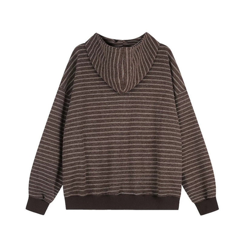 Unisex Hooded Zip Jacket in Oversized Striped Look with Photo Patch Applications Chichicherry