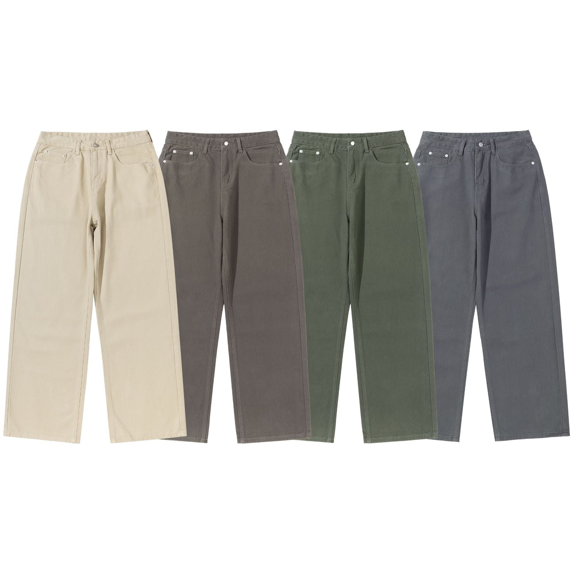 Women's Wide Cropped Pants with High Waist, Straight Leg and Five-Pocket Design Chichicherry