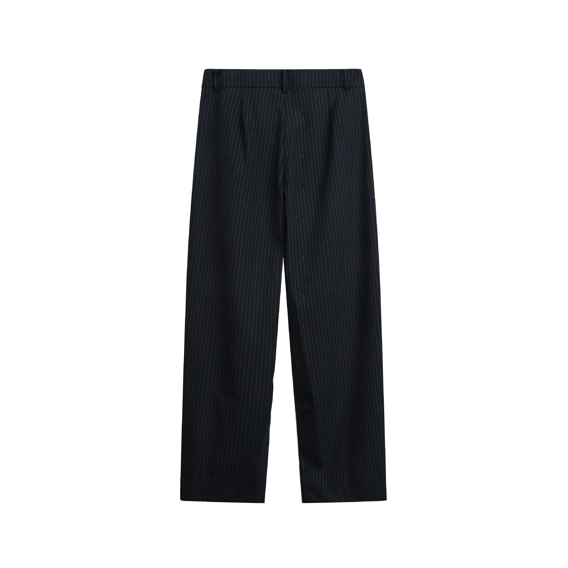 Women's High-Rise Wide Suit Trousers with Creases, Pinstripes, and Adjustable Cuff Chichicherry