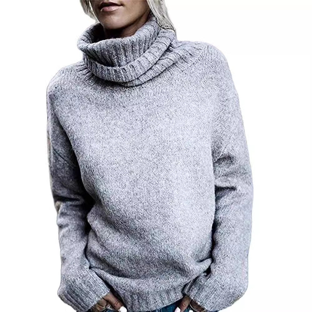 Women Oversized Cozy Turtleneck Sweater made of Fine Knit Chichicherry