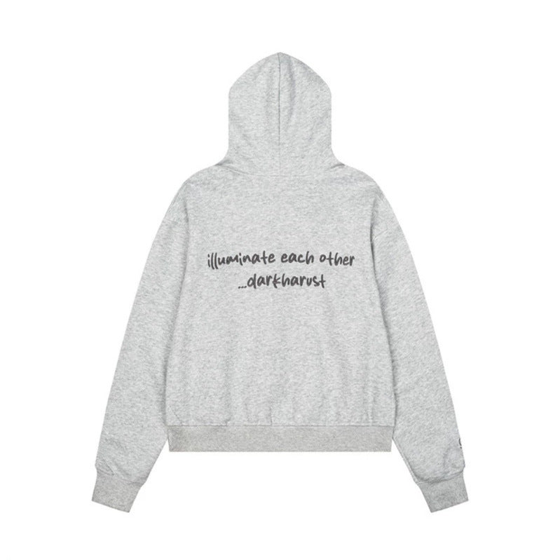 Women's hooded sweatshirt jacket with full zip lightweight French terry stick figure print and kangaroo pockets Chichicherry