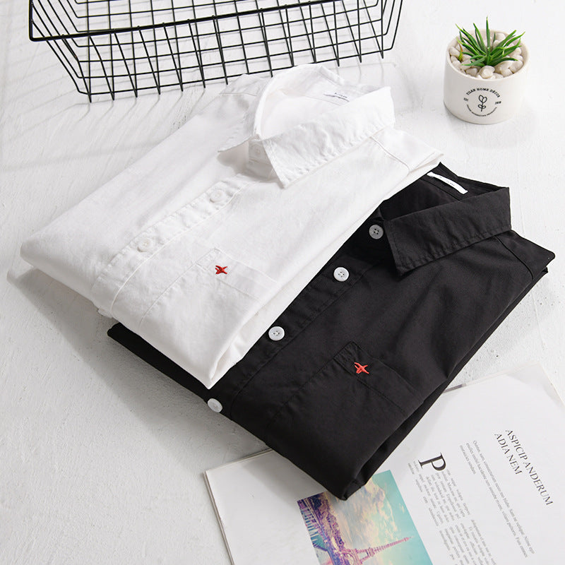 Men's lightweight cotton shirt in overshirt style with a Kent collar, chest pocket, and subtle mini embroidery Chichicherry