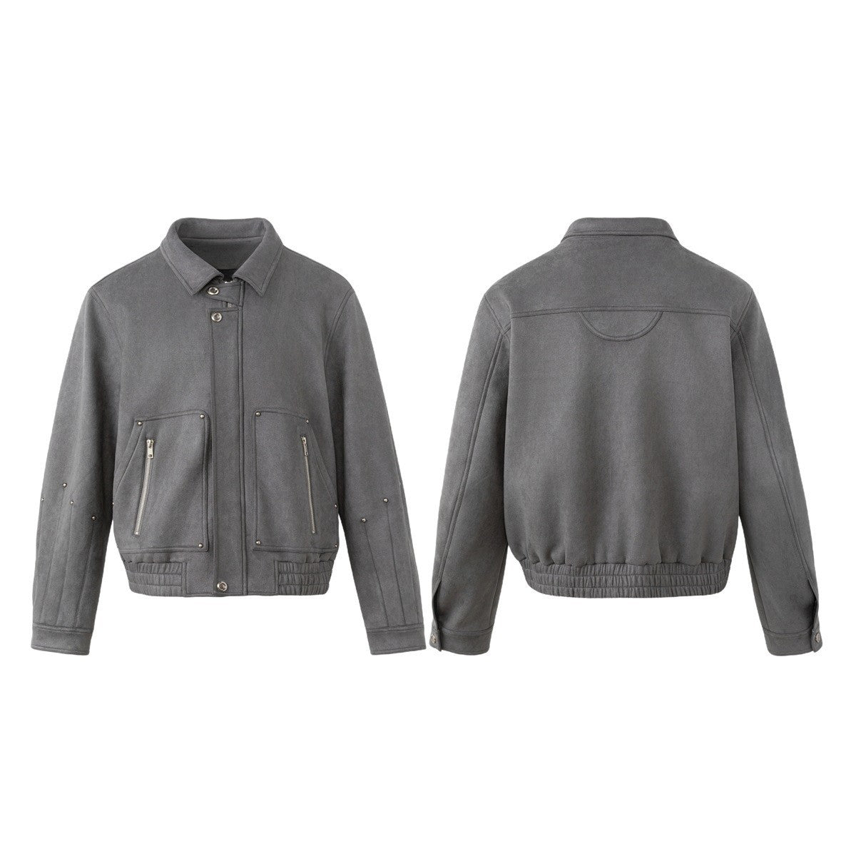 Men's short jacket in faux suede with stud appliqué and zip pockets Chichicherry