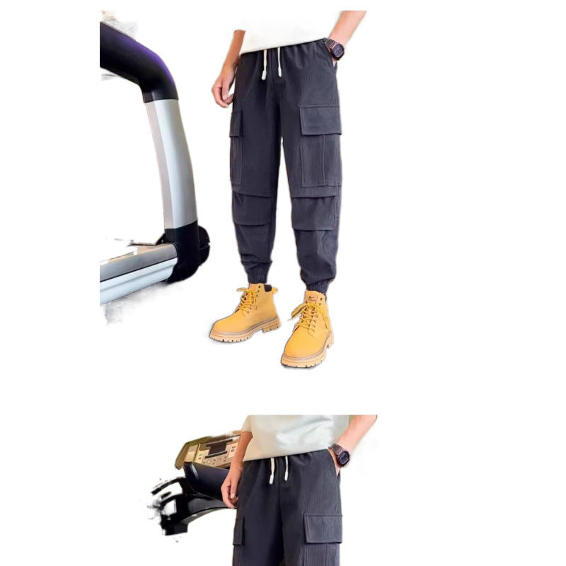 Herren Cargo-Jogginghose aus Cordoptik mit Mehrfach‑Taschen und elastischem Saum Chichicherry